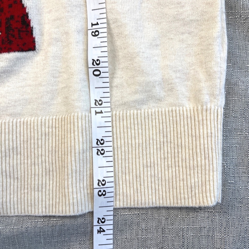 Banana Republic Intarsia Ski Dog Cotton Crewneck Sweater Womens Small Cream - Picture 9 of 12